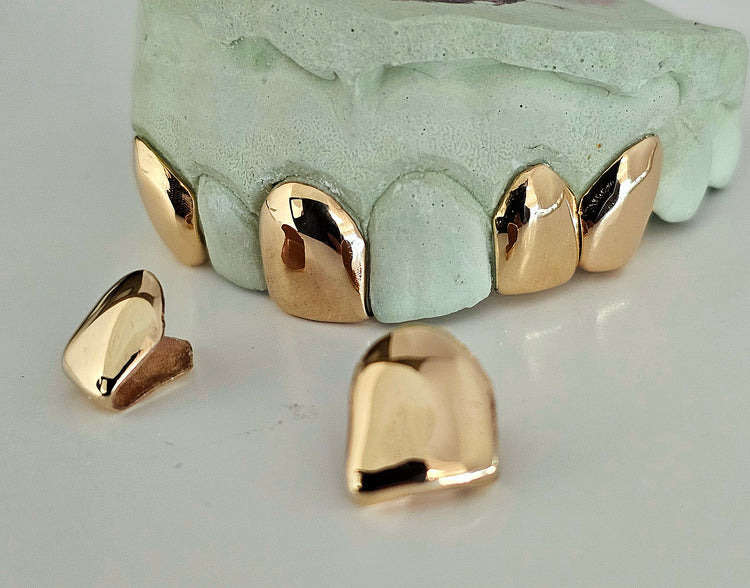 10kt Gold Custom Solid Grillz with Permanent Cuts