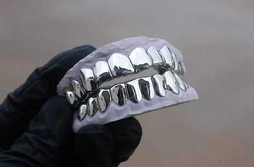 925 Sterling Silver Custom Plain Grillz with Permanent Cuts