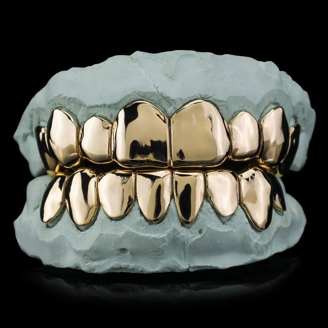 10kt Gold Custom Solid Grillz with Permanent Cuts