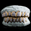 SOLID GOLD TWO TONE DIAMOND DUST GRILLZ Top 6 & Bot 6