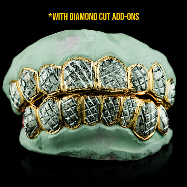 SOLID GOLD TWO TONE DIAMOND DUST GRILLZ Top 6 & Bot 6