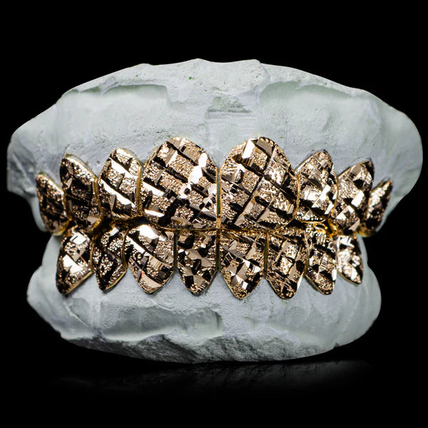 SOLID GOLD DIAMOND CUT WITH DIAMOND DUST GRILLZ BOTTOM 4