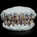 SOLID TWO TONE WHITE GOLD DIAMOND CUT WITH DIAMOND DUST GRILLZ Top 4